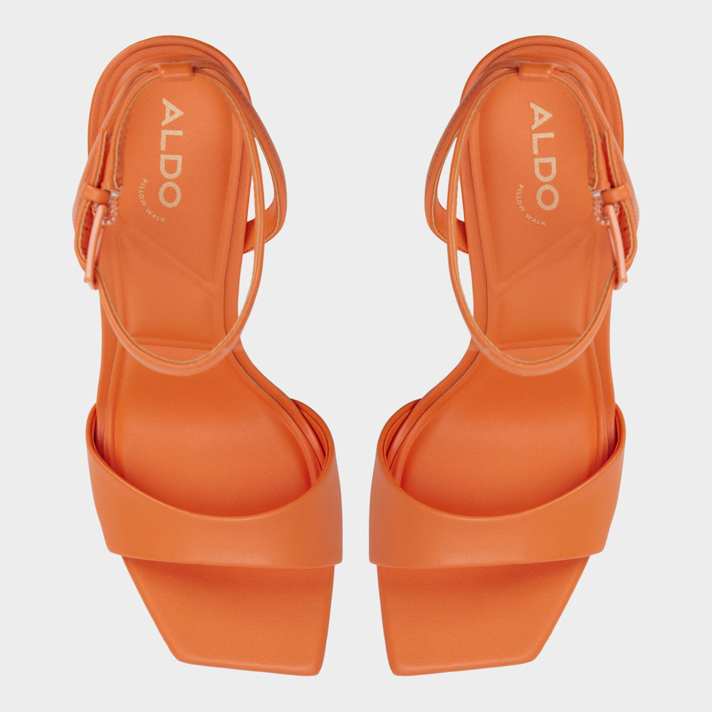Illustrious Medium Orange Women's Strappy Heels - Strappy heeled sandal, Stiletto heel | Aldo for sale