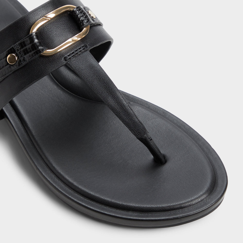 Taylen Black Women's Footbed sandals - T-strap sandal | Aldo online