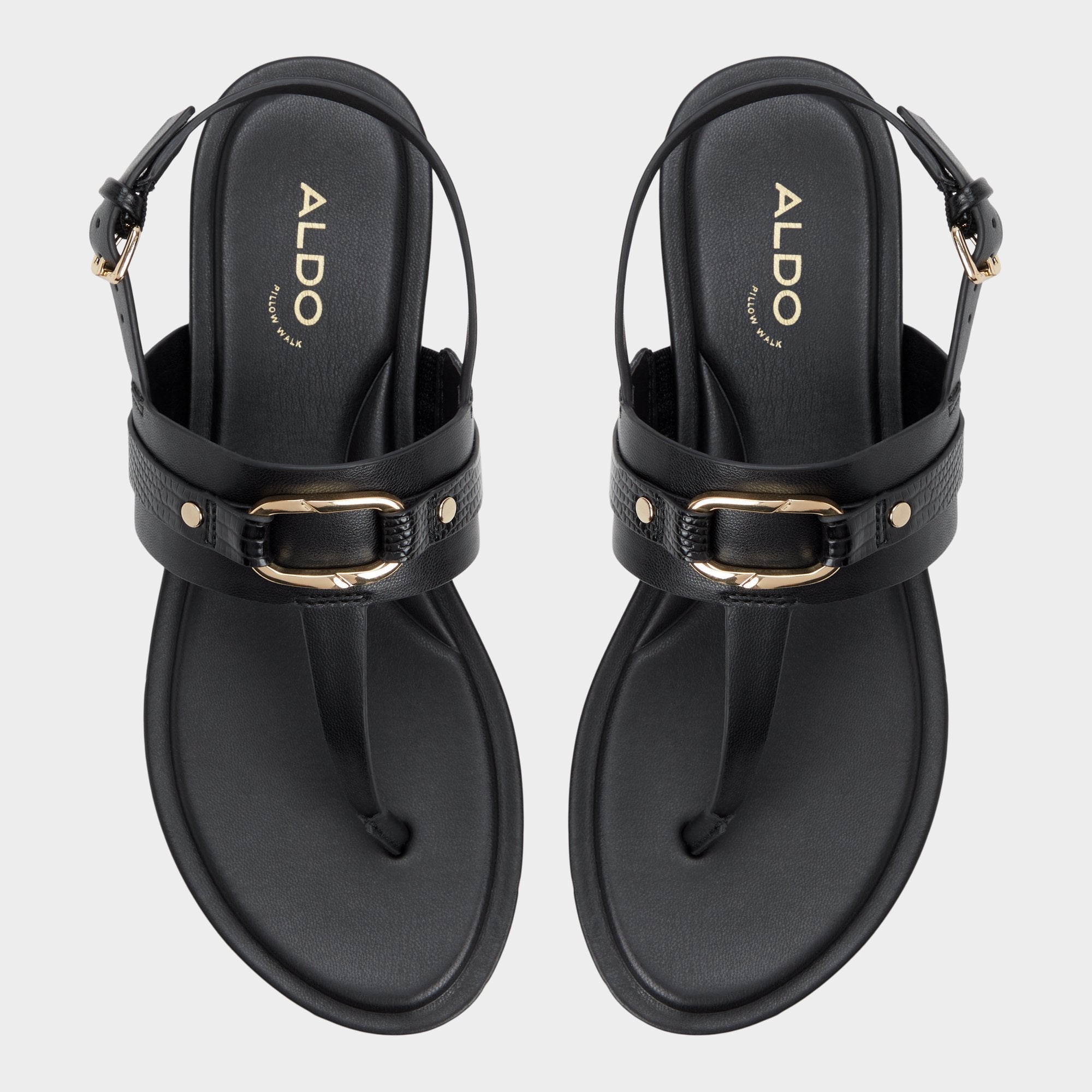 Taylen Black Women's Footbed sandals - T-strap sandal | Aldo online