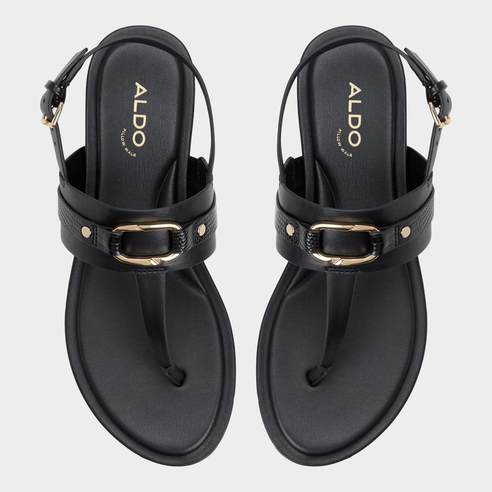 Taylen Black Women's Footbed sandals - T-strap sandal | Aldo online