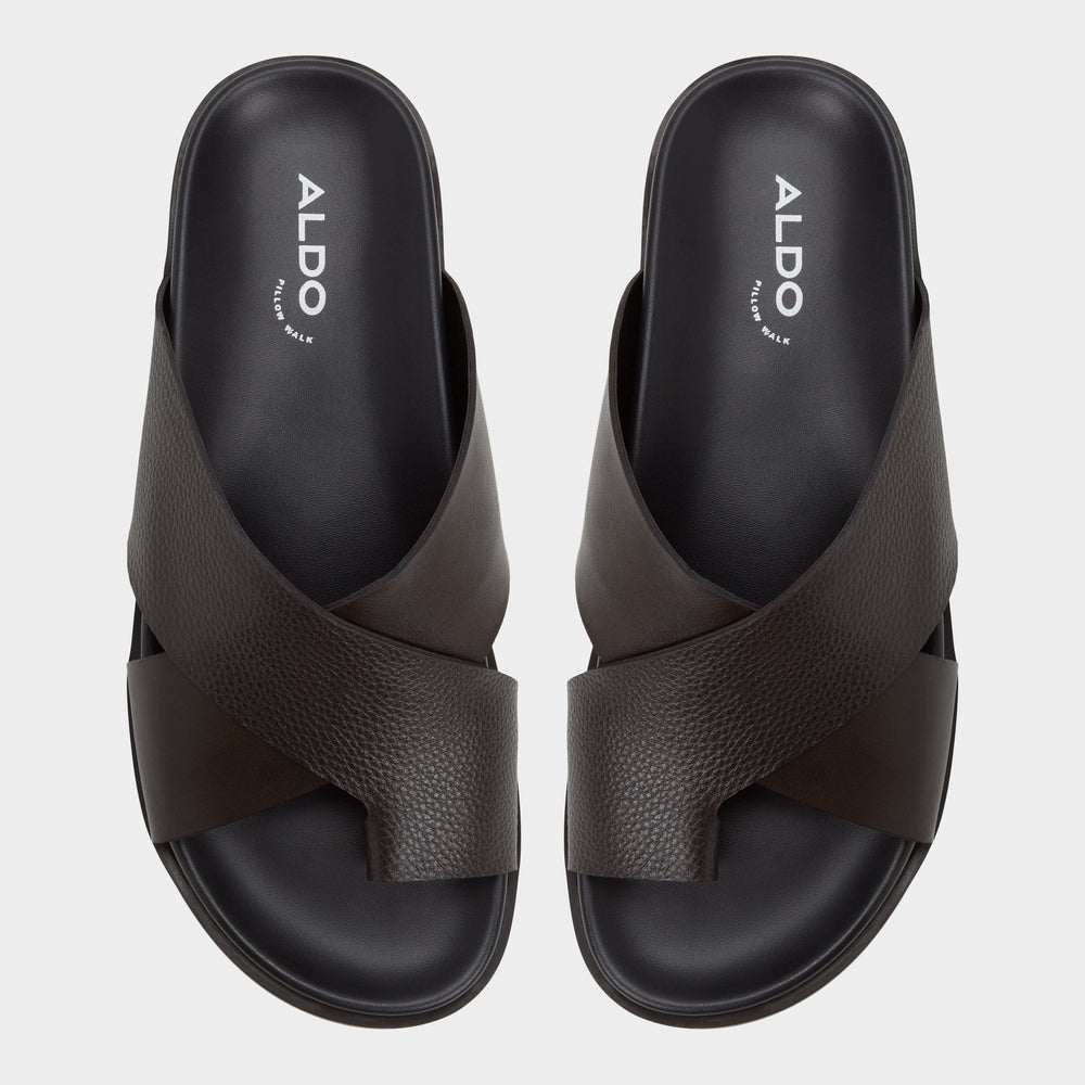 Darley Dark Brown Men's Sandals & Slides - Strappy flat sandal | Aldo outlet