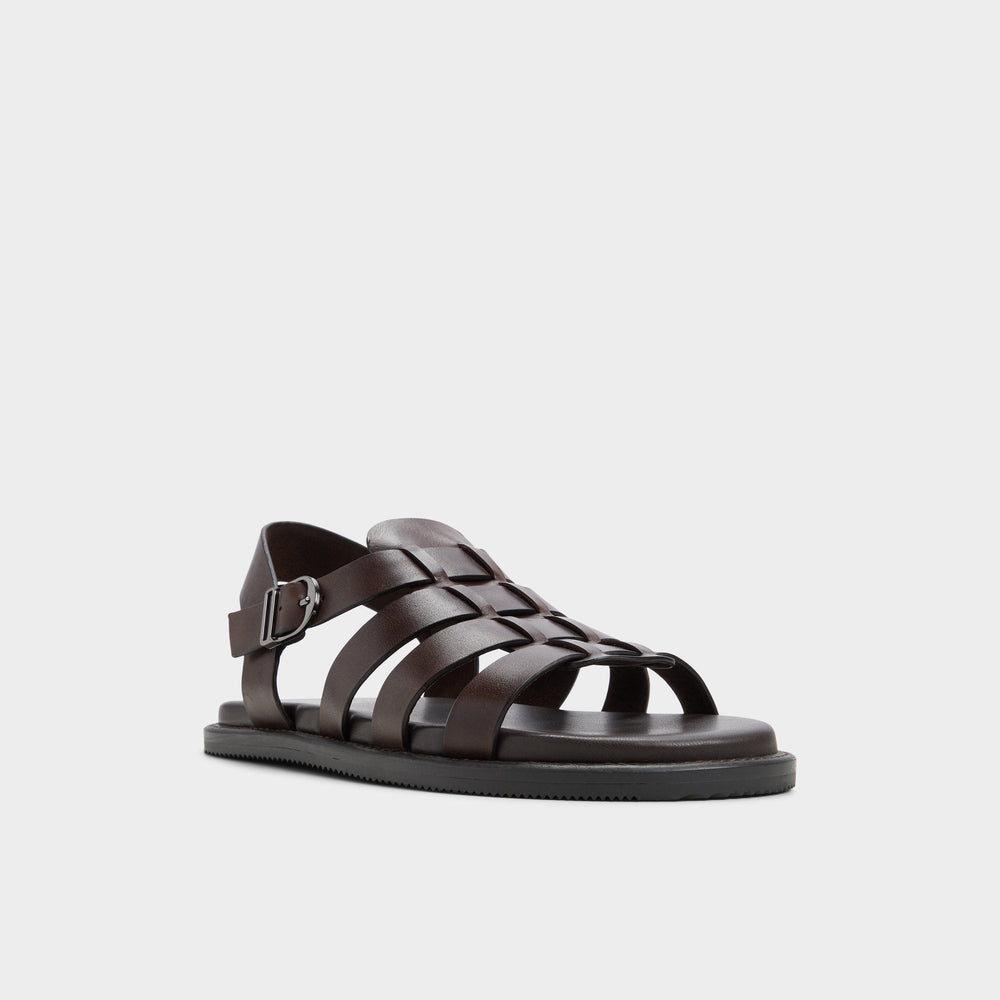 Warley Dark Brown Men's Sandals & Slides - Strappy flat sandal | Aldo for sale
