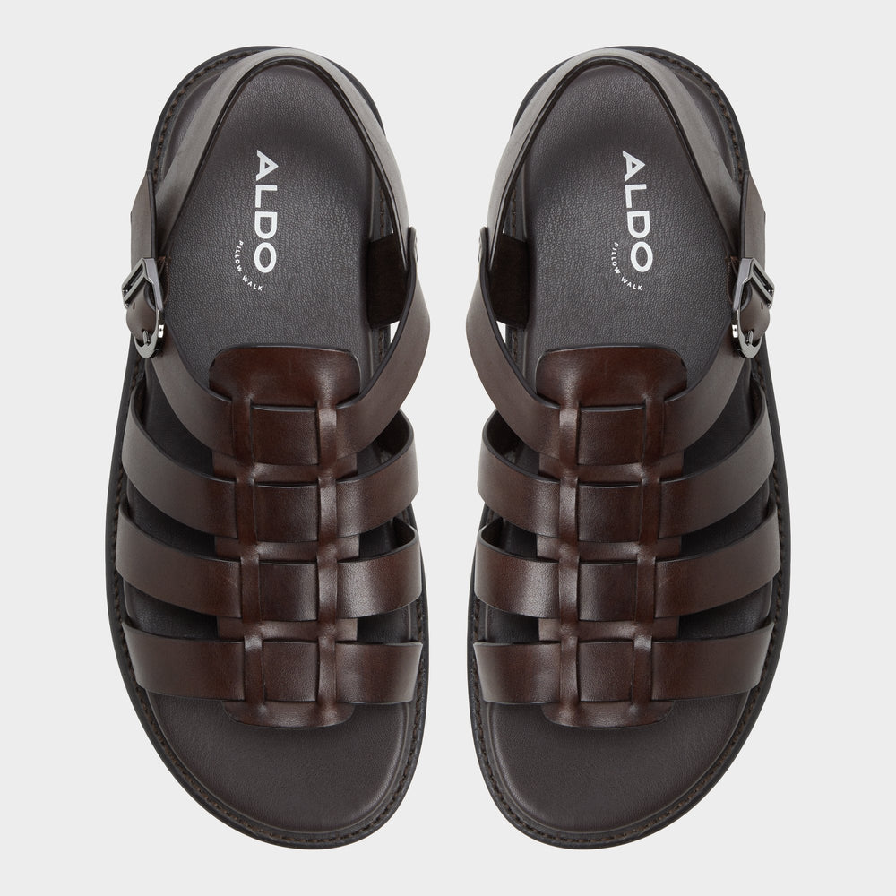 Warley Dark Brown Men's Sandals & Slides - Strappy flat sandal | Aldo for sale