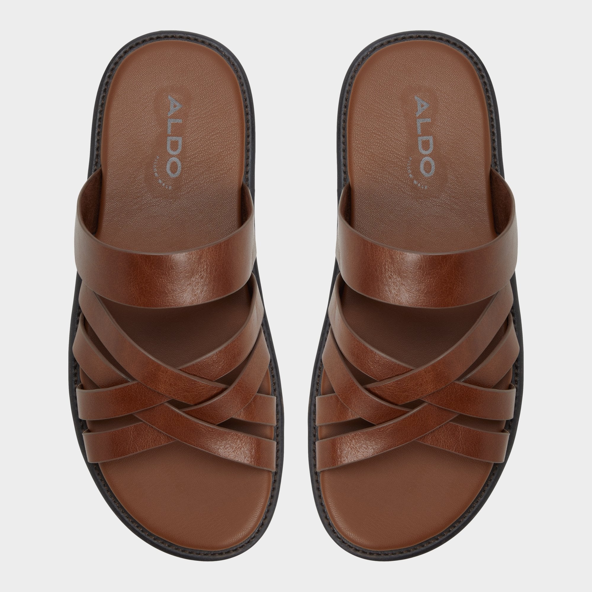Haniff Cognac Men's Sandals & Slides - Strappy flat sandal | Aldo sale