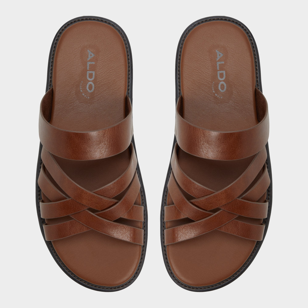Haniff Cognac Men's Sandals & Slides - Strappy flat sandal | Aldo sale